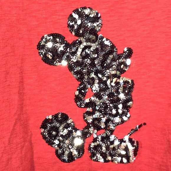 Disney Women's Pullover Mickey Mouse Sequins Long Sleeve T-Shirt Red Size XL - Picture 2 of 9